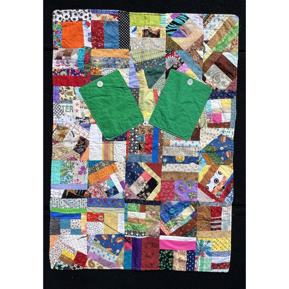 Handmade Patchwork Quilt Lap Throw Boho Scrappy Cotton Bright Multicolor